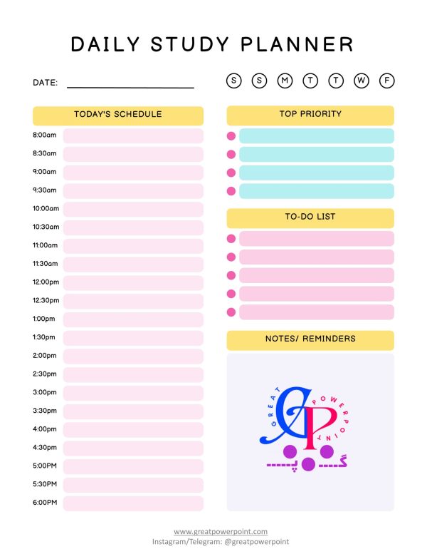 کاور قالب پلنر روزانه رنگی قابل ویرایش