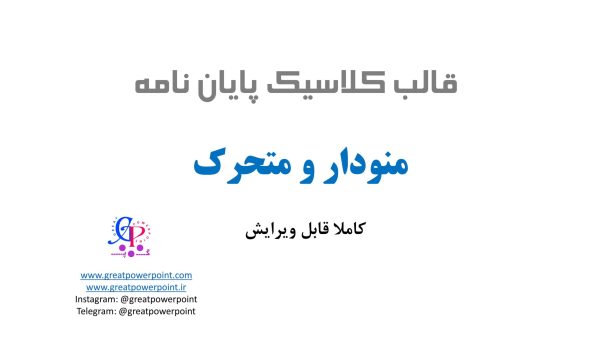 کاور قالب دفاع از پایاین نامه منودار متحرک آبی سفید کلاسیک